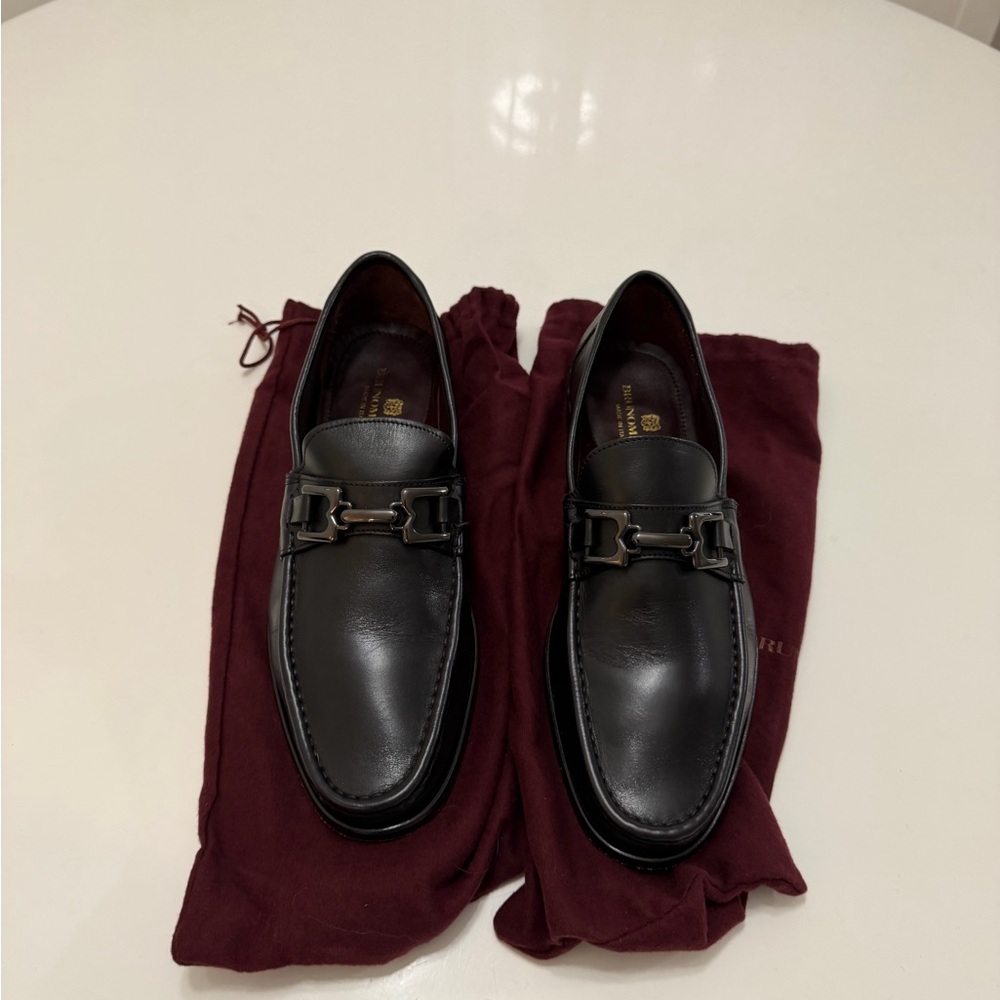 Bruno Magli Black Leather Slip-Ons